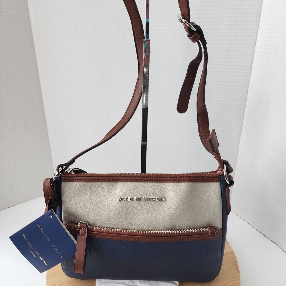 Adrienne Vittadini Crossbody Purse The Lexington Pebble Collection Blue NWT